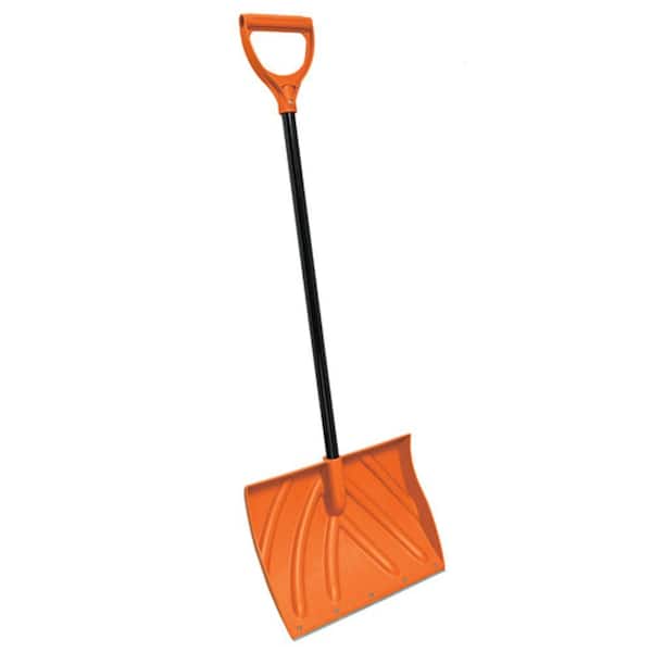 Orbit 18 in. Steel Snow Shovel with Ergonomic Easy Grip Long Handle and Non-Stick Blade