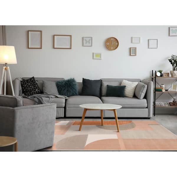 Vireo Collections 5 ft. x 8 ft. Pink Geometric Indoor Area Rug