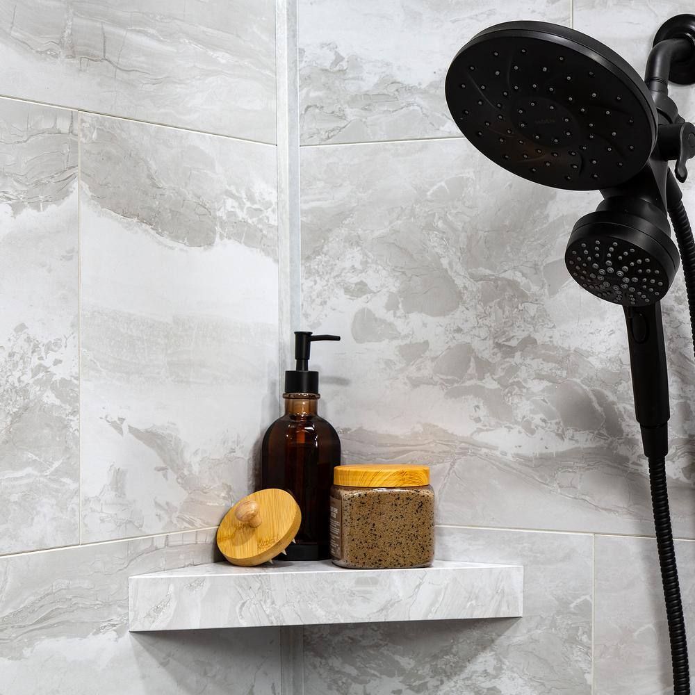 Iced Pewter Vinyl Waterproof Corner Shower Shelf