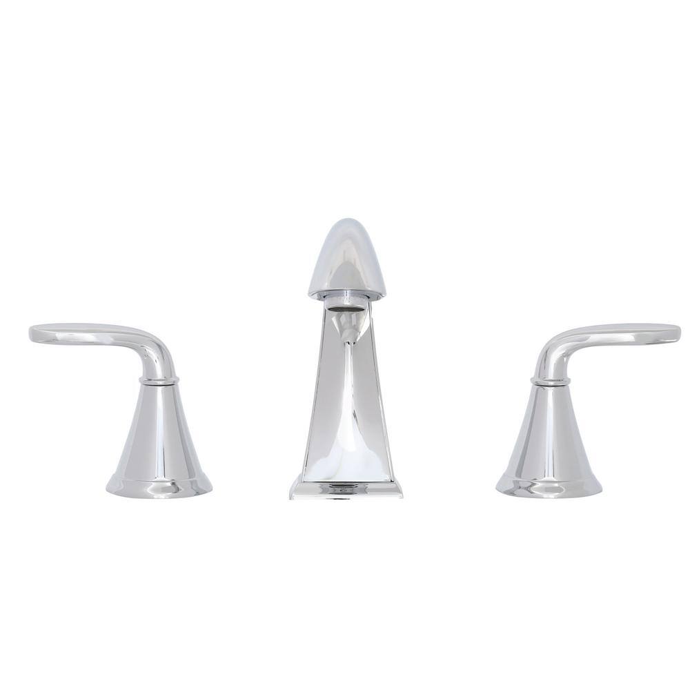 Polished Chrome 8-Inch Widespread Double Handle Bathroom Faucet