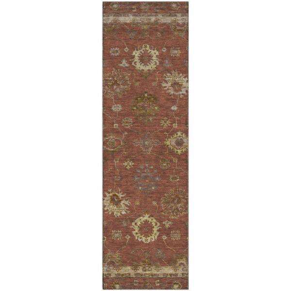 Mayfield Premium Machine Washable Abstract AMF2045 Paprika 2 ft. x 7 ft. Runner Rug