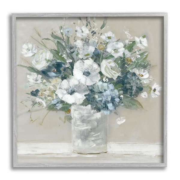 Anemone Flower Arrangement Design by Sally Swatland Framed Nature Art Print 24 in. x 24 in.