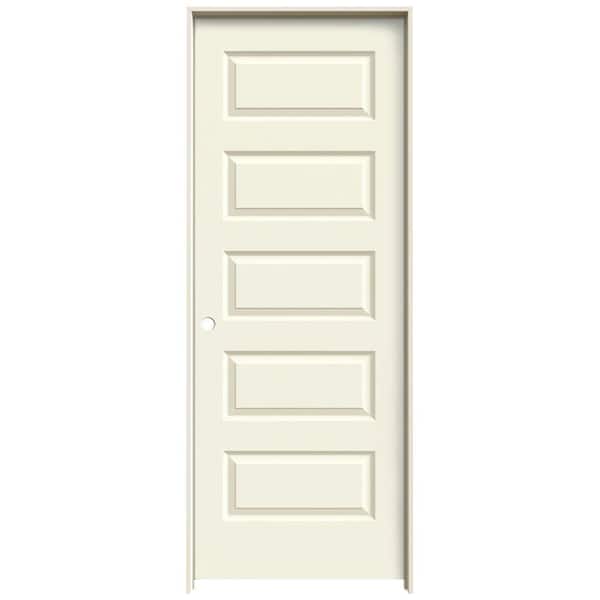 JELD-WEN 24 in. x 80 in. Rockport Vanilla Painted Right-Hand Smooth Molded Composite Single Prehung Interior Door
