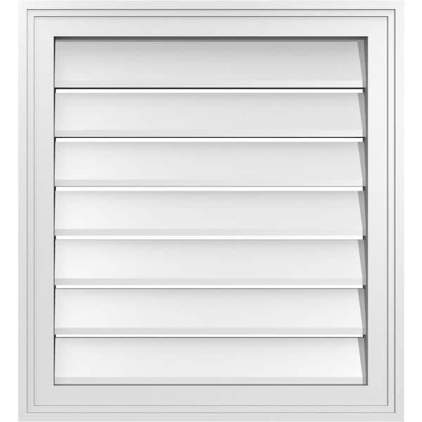 Ekena Millwork 22" x 24" Vertical Surface Mount PVC Gable Vent: Functional with Brickmould Frame