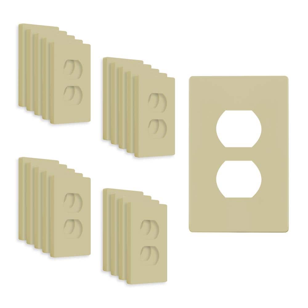 Ivory Polycarbonate Screwless Duplex Outlet Wall Plate