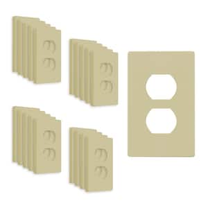 1-Gang Ivory Duplex Outlet Plastic Screwless Wall Plate (20-Pack)