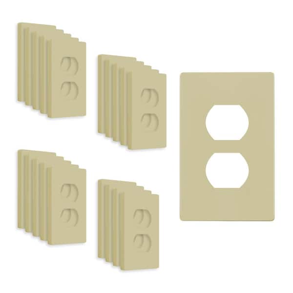 ENERLITES 1-Gang Ivory Duplex Outlet Plastic Screwless Wall Plate (20-Pack)