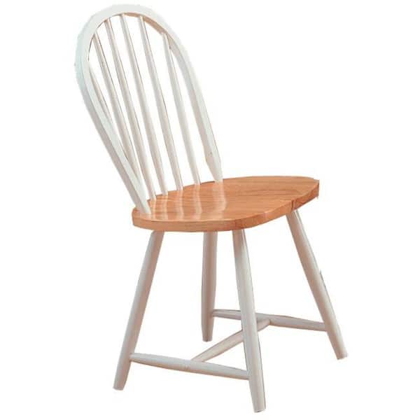 Benjara Handsomely Designed White and Brown Wooden Dining Chair (Set of 4)