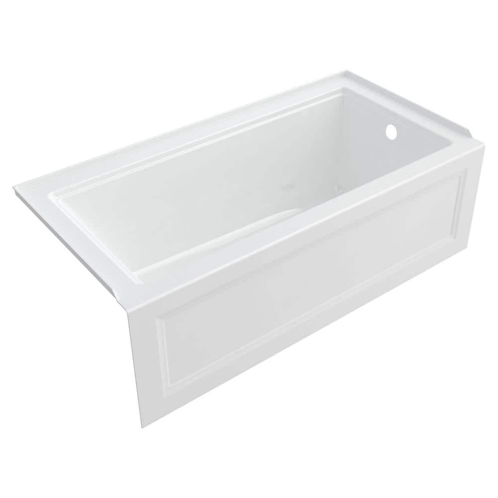 White Acrylic Alcove Bathtub with Built-In Apron