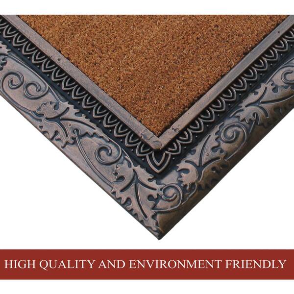 A1 Home Collections A1HC Flock Beige 24 in. x 39 in. Natural Coir Thin-Profile Non-Slip Durable Large Outdoor Monogrammed D Door Mat