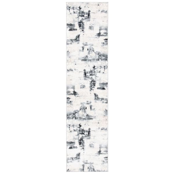 SAFAVIEH Lagoon Ivory/Charcoal 2 ft. x 9 ft. Abstract Gradient Runner Rug