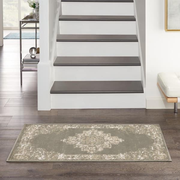 Grafix Olive doormat 2 ft. x 4 ft. Center medallion Transitional Area Rug