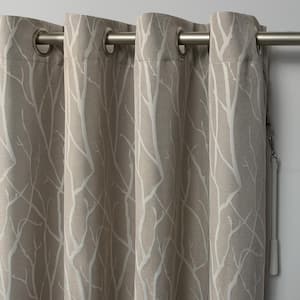 Forest Hill Patio Natural Nature Room Darkening Grommet Top Indoor Curtain Panel, 108 in. W x 96 in. L (Set of 2)