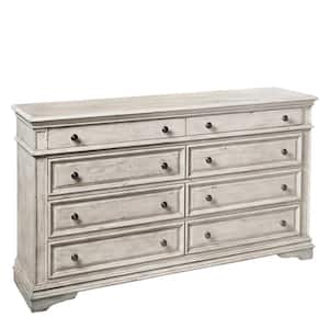 Highland Park 8-Drawer Rustic Ivory Dresser (66 in. Depth x 19 in. Width x 38 in. Height)