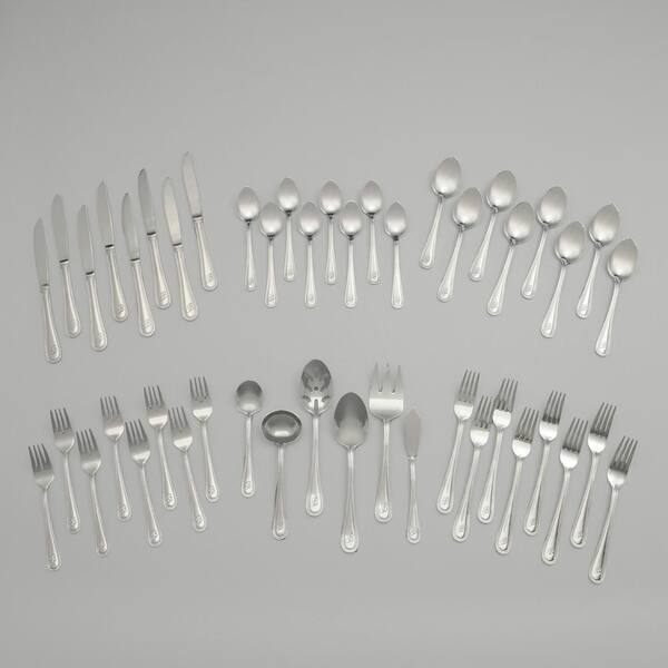 RiverRidge Home Beaded Monogrammed Letter O 46-Piece Silver Stainless Steel Flatware Set (Service for 8) - image 3