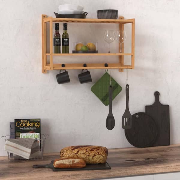 Churchgate Wall Mounted Kitchen Shelf with Hooks