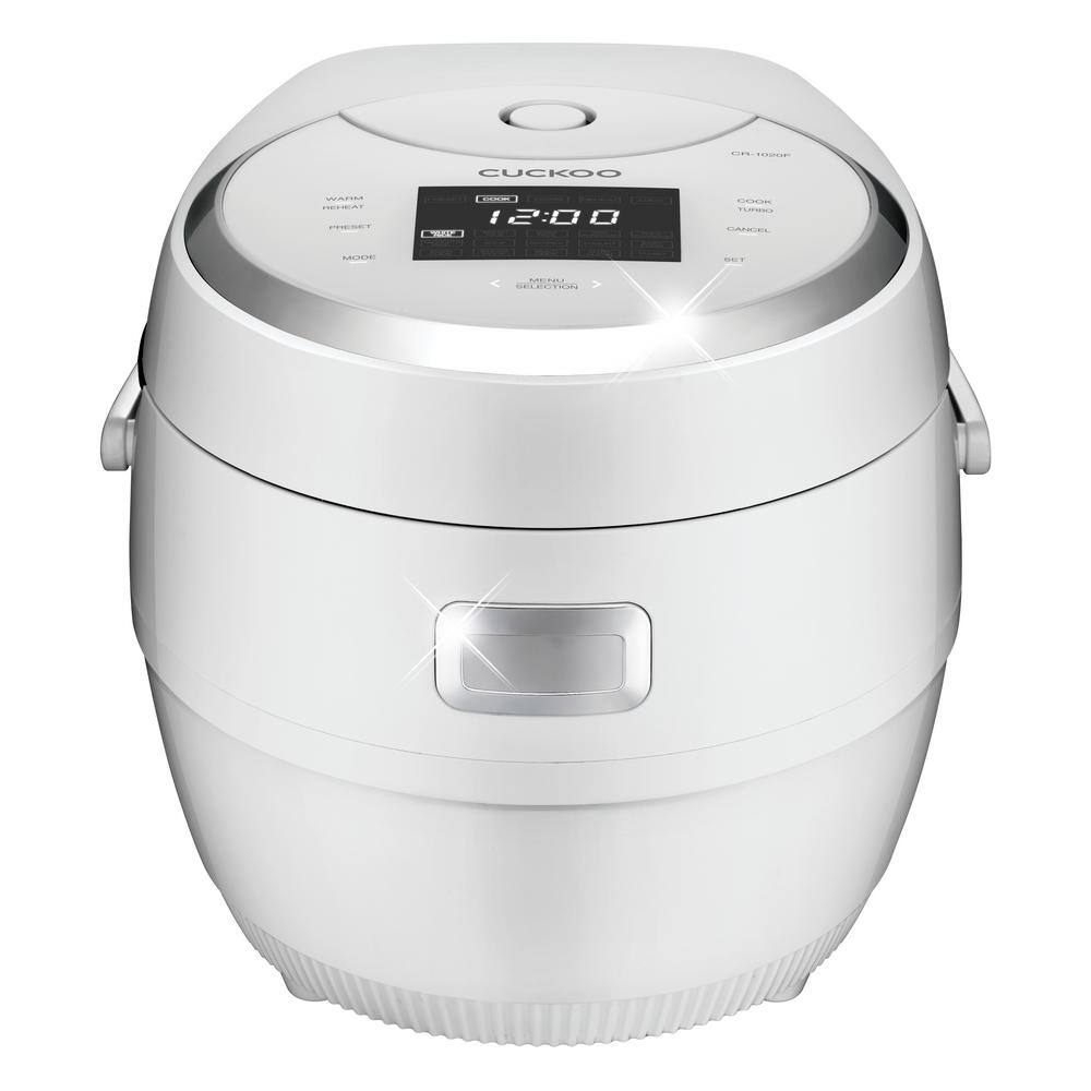White 10-Cup Electric Stainless Steel Rice Cooker with Non-stick Pot