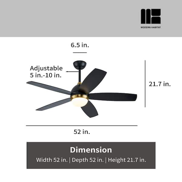 MODERN HABITAT WhisperBloom 52 in. Indoor Satin Brass Ceiling Fan 