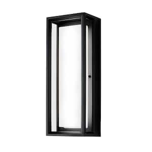 Rockwood Black Modern Integrated LED Color Changing Outdoor Wall Lantern Sconce Light (1-Pack) Powered by Hubspace