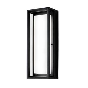 Rockwood Black Wall Lantern Sconce with Color Changing Light Modern 1-Light LED Outdoor (1-Pack) Powered by Hubspace