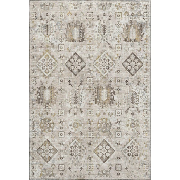 Mayfield Premium Machine Washable Abstract AMF1998 Linen 8 ft. x 10 ft. Area Rug