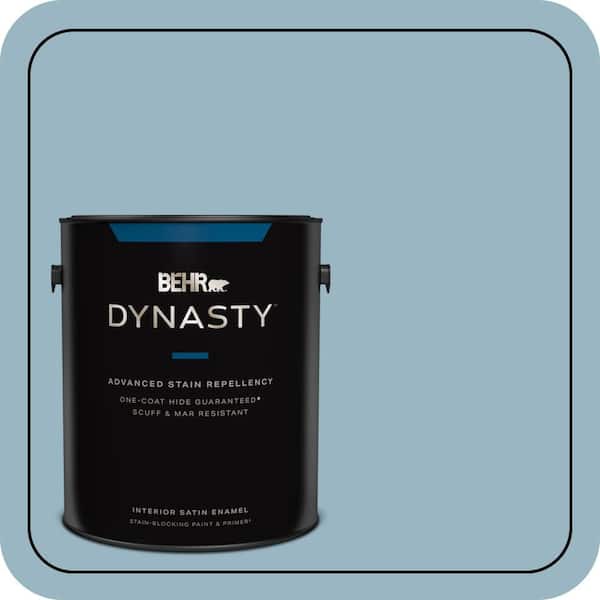 BEHR DYNASTY 1 gal. #S470-3 Peaceful Blue One-Coat Hide Satin Enamel Interior Stain-Blocking Paint and Primer