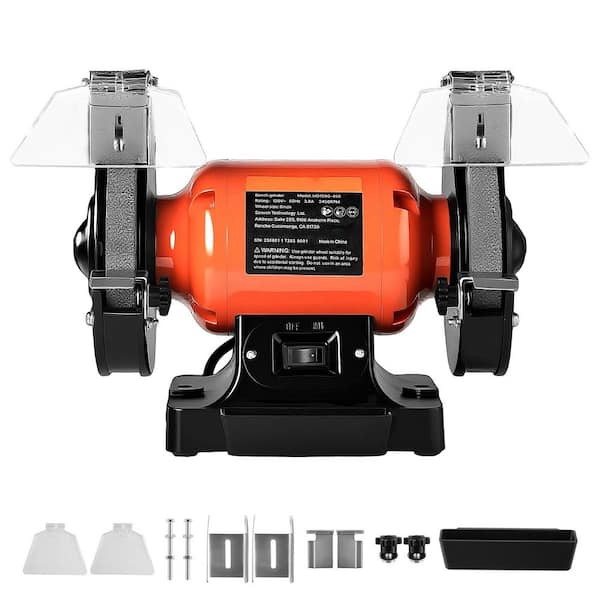 Bench Grinder, 6 in. Single Speed Bench Grinder, 3450RPM High-Speed Table Grinders with 450W 3.8A Induction Motor