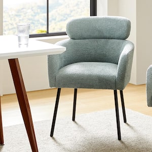 Andrew Sage Modern Boucle Lambswool Dining Chair with Metal Legs