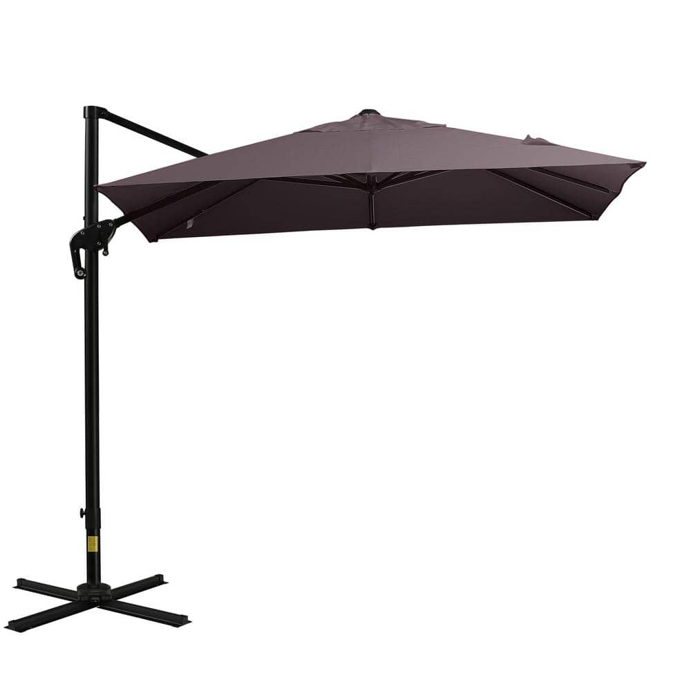 8 ft. Aluminum Cantilever Patio Umbrella in Brown with Crank and Cross Base price history on PriceWatchPro