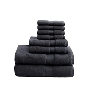 800GSM 8-Piece Black 100% Premium Long-Staple Cotton Bath Towel Set