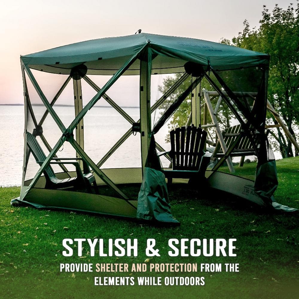 Green 6-Person Fiberglass Frame Camping Screen House with Carry Bag