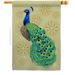 28 in. x 40 in. Peacock Garden Friends House Flag Double-Sided Decorative Vertical Flags