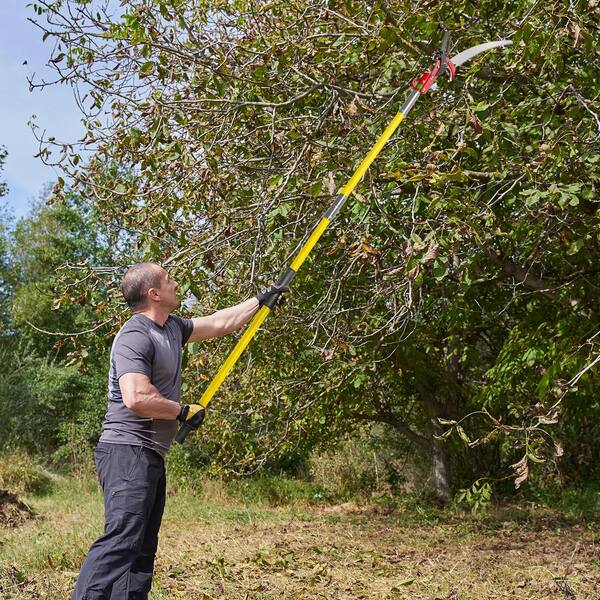 Waltyotur 27-Foot Telescoping Tree Pole Pruner - Manual Branch Trimmer - Yellow
