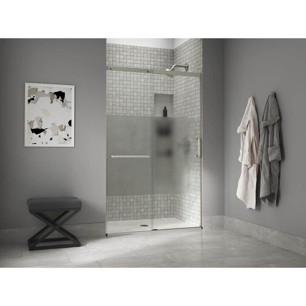 Elate Tall 44-48 in. W x 76 in. H Sliding Frameless Shower Door in Anodized Matte Nickel with 5/16 in. Thick Clear Glass price history on PriceWatchPro