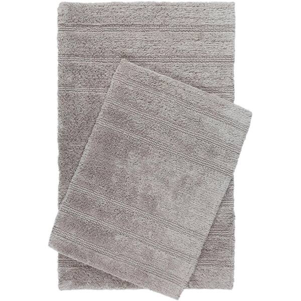 Home Dynamix Newton Stripes Dark Gray 21 in. x 32 in. Polyester Machine Washable Striped 2-Piece Bath Mat