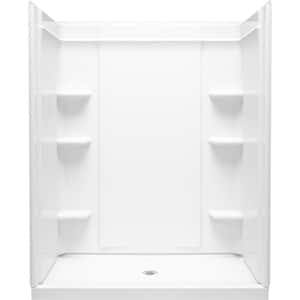 Medley 60 in. W x 72.5 in. H Four Piece Glue Up Alcove Shower Stall with Aging in Place Backerboards in White