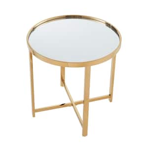 21.6 in. Gold Glass End Table