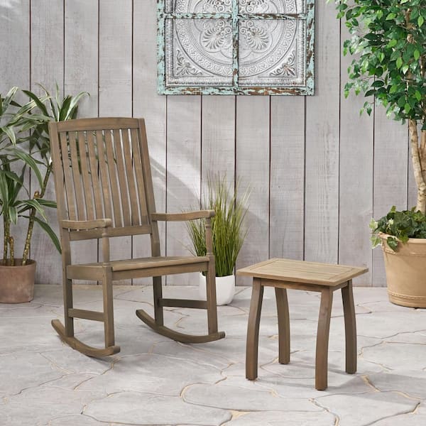 Noble House Arcadia Grey 2-Piece Wood Outdoor Patio Conversation Seating Set