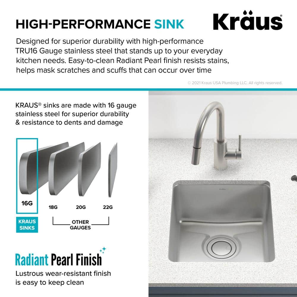 17-Inch Stainless Steel Undermount Single Bowl Kitchen Sink