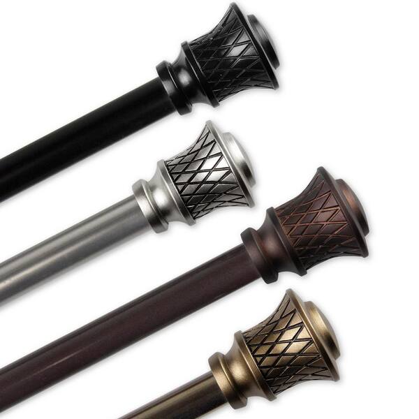 EMOH 13/16" Dia Adjustable 28-48" Single Curtain Rod in Cocoa with Neema Finials