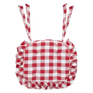 Annie Country Red, Soft White Buffalo Check Ruffled Chair Pad
