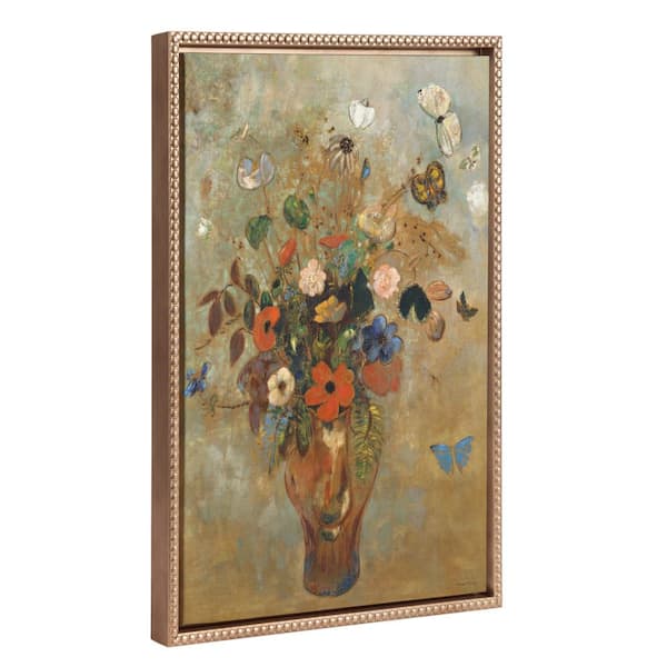 Kate and Laurel Soft Floral Bouquet Painting Framed Canvas Wall Art 1-Piece Gold Framed Canvas Art Print, 18 in. x 24 in.