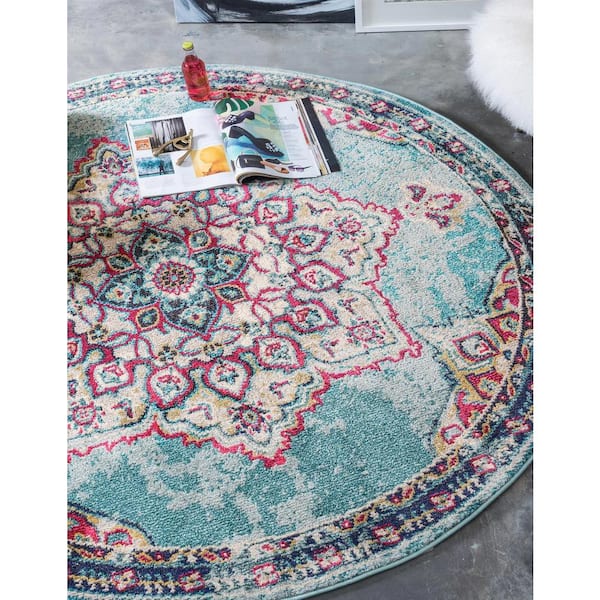 Medici Valencia Light Blue 8' 0 x 8' 0 Round Rug