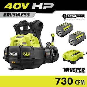 40V HP Brushless Whisper Series 165 MPH 730 CFM Cordless Battery Backpack Blower with (2) 6.0 Ah Batteries and Charger