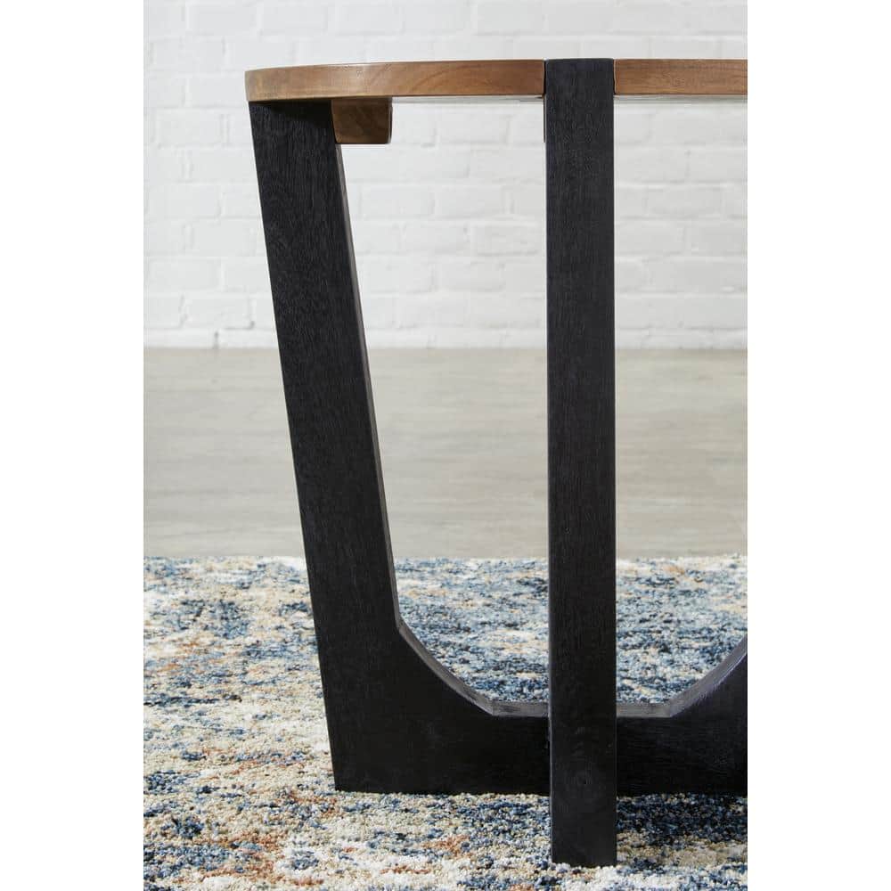 Hanneforth 22.25 in. Brown/Black Round Wood End Table - thumbnail 10