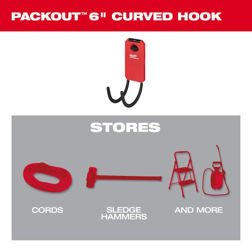 Milwaukee 482283314 PACKOUT Curved Utility Hook (4Pack