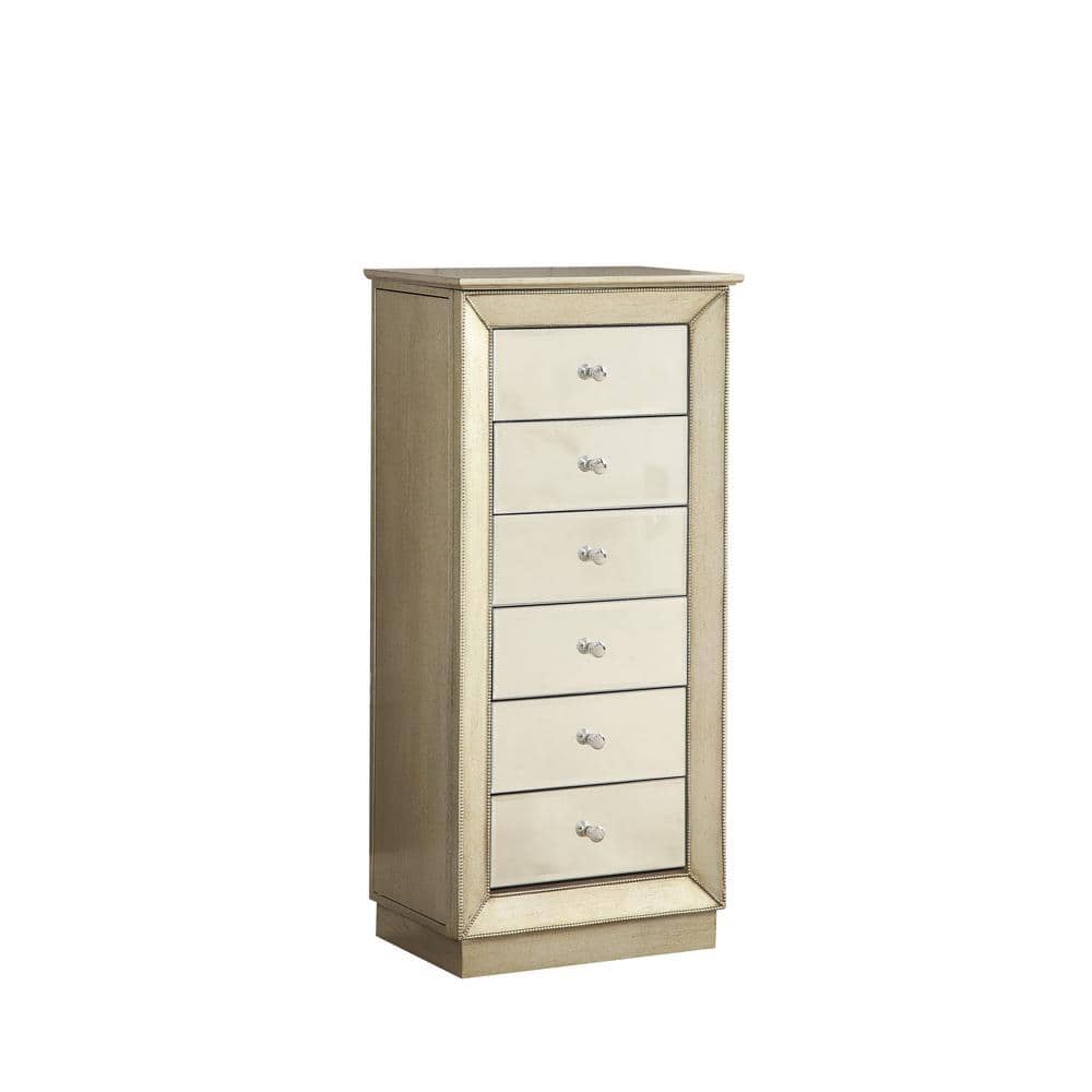 Classical Rectangular Antique Gold Double Side Opening Jewelry Armoire
