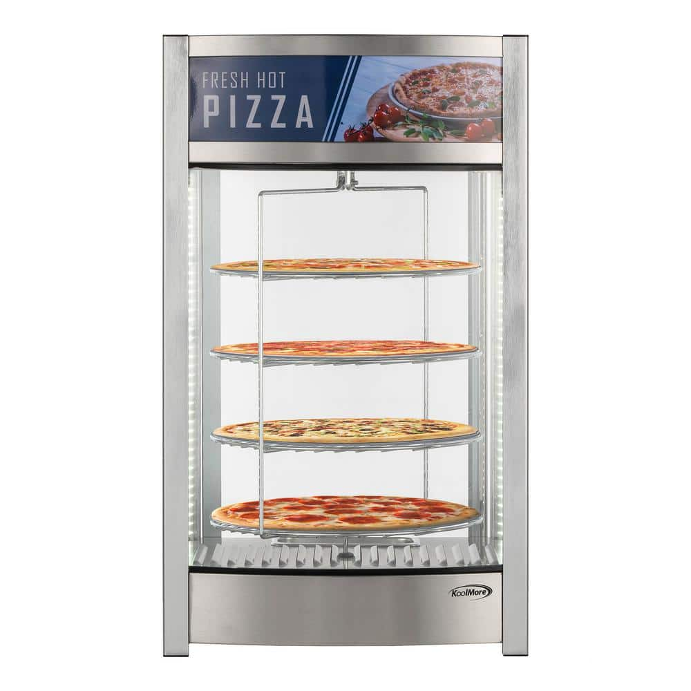 Koolmore 12 in. Commercial Pizza Display Warmer with 4 Rotating Racks in Stainless-Steel