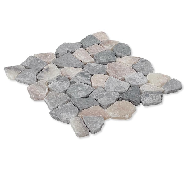 Fit Ash Grey Quartz Mix 4 in. x 6 in. Marble Mosaic Tile Sample