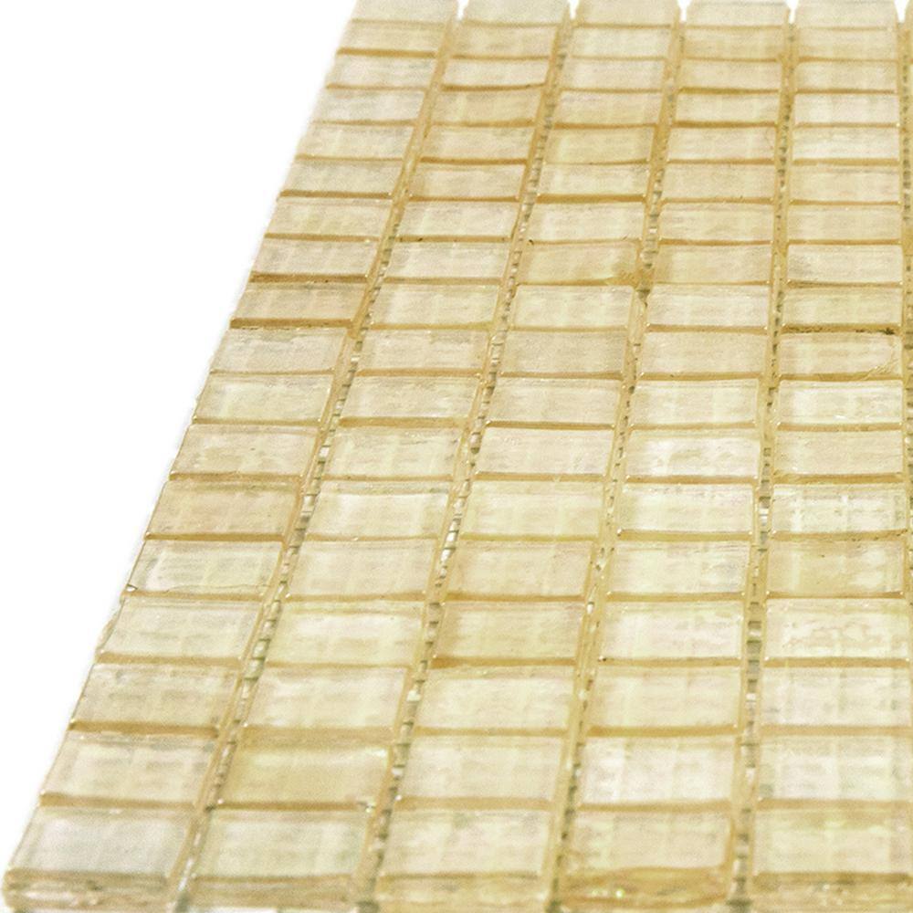 Light Fawn Beige Glossy Glass Mosaic Wall and Floor Tile